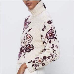 ZARA LIMITED EDITION EMBROIDERED SEQUIN SWEATER